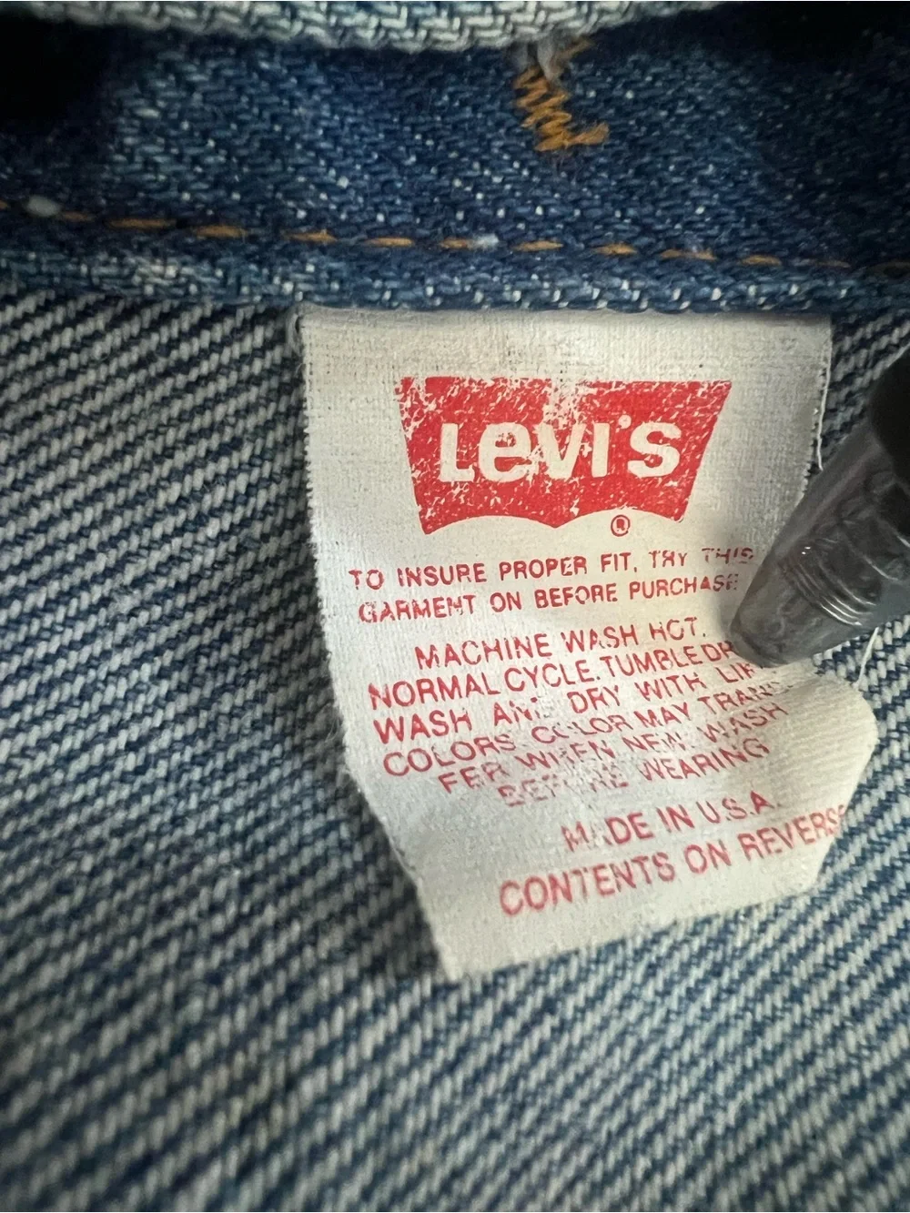 VTG Levis 70506 0216 Denim Trucker Jacket USA Made Size 48R Red Tab - Picture 4 of 13